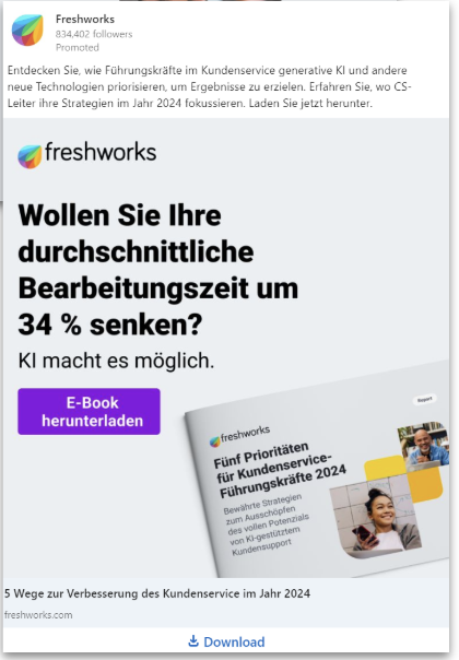 German-language Freshworks buyer guide advertisement
